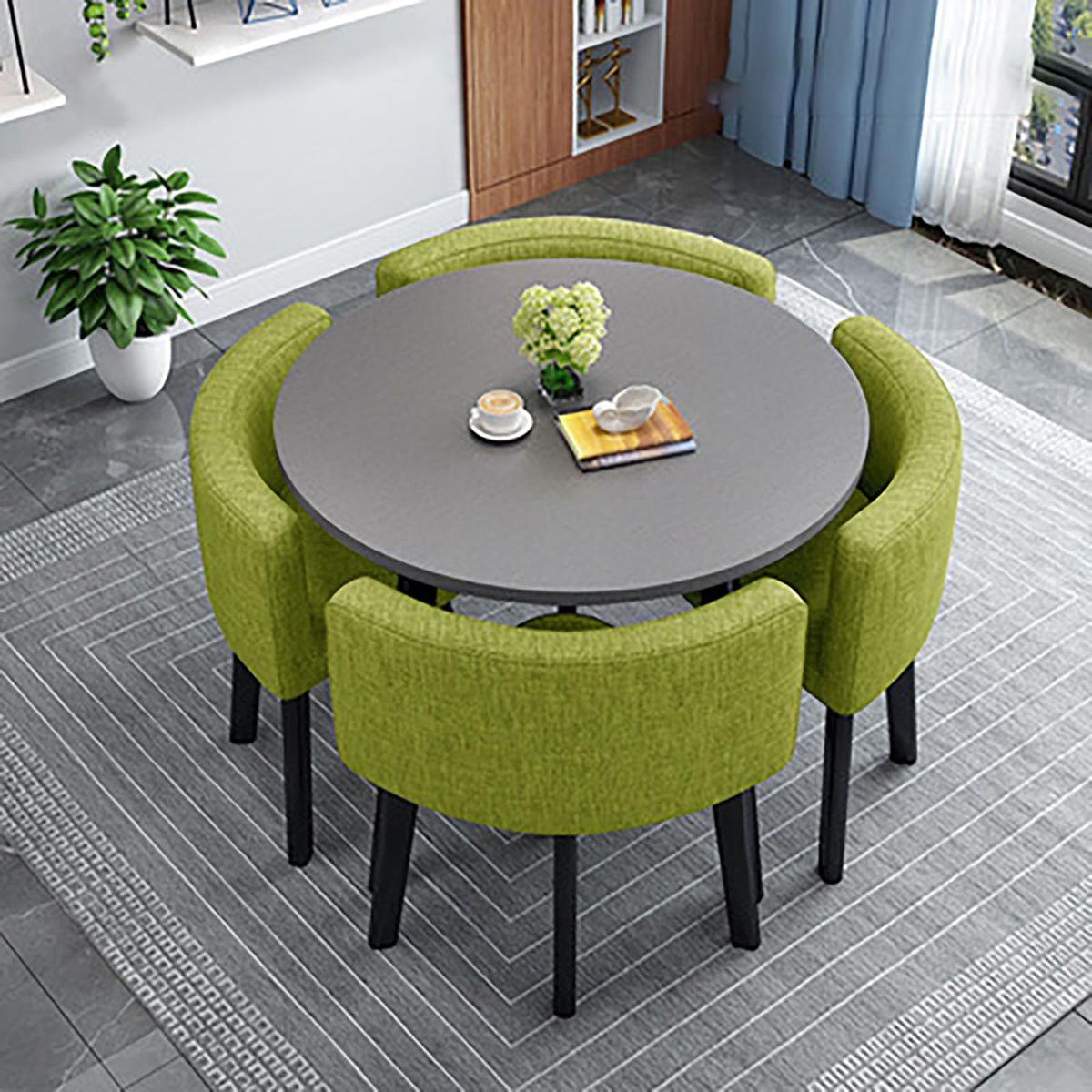 Dining Table and Chairs Set Kitchen Furniture Set Restaurant Balcony Cafe Meeting Room Office Living Room 80cm Round Table 1 Table and 4 Chairs