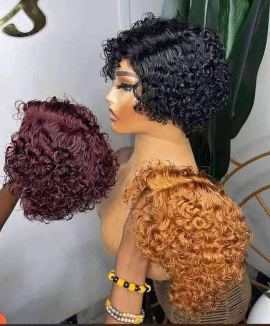 short human water curl wig
