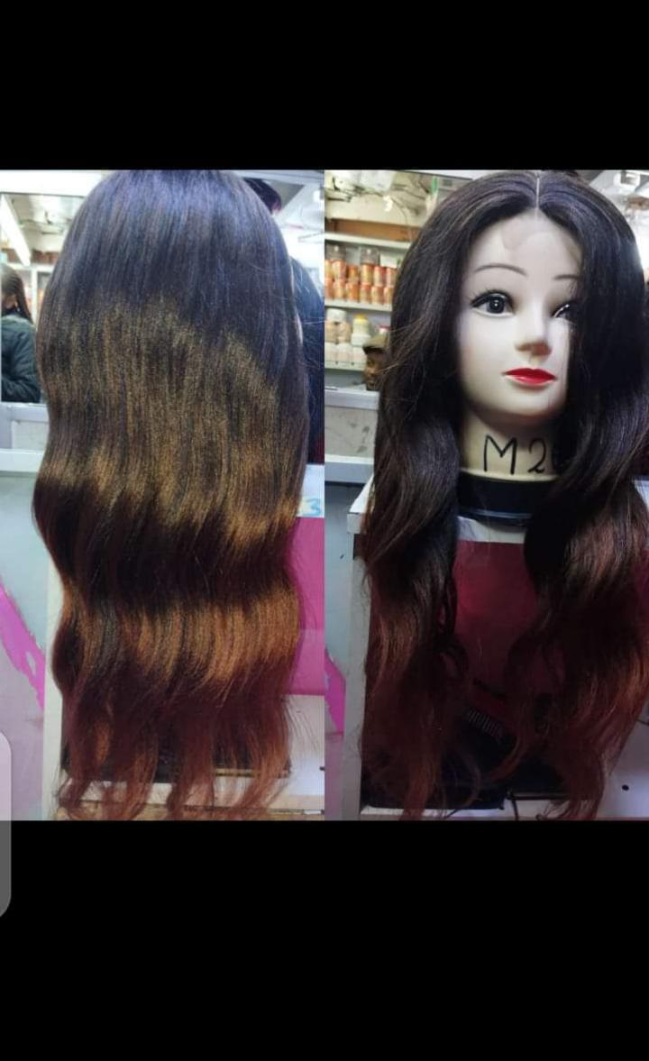closure semi human hair wig