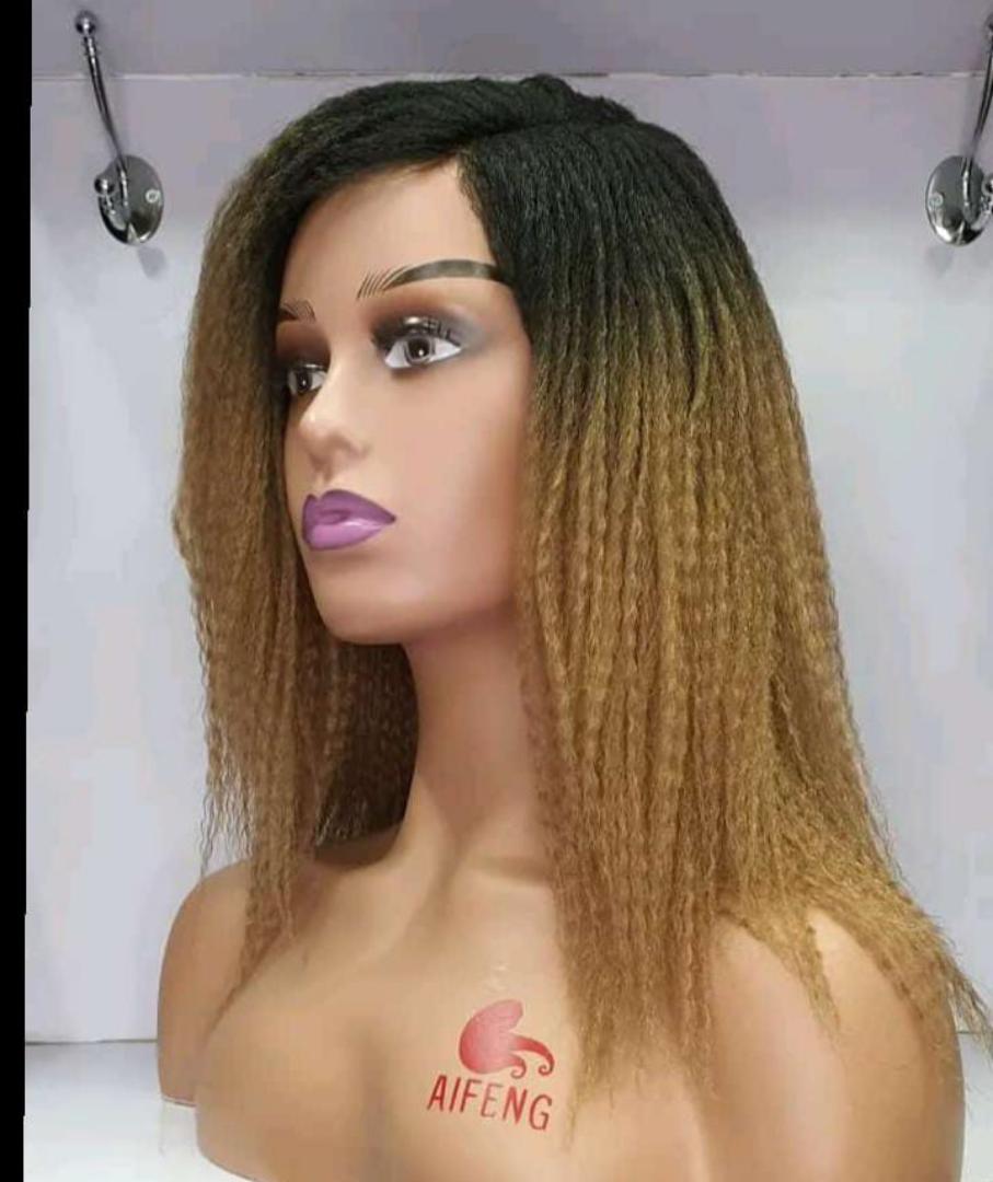 natural semi human hair wig