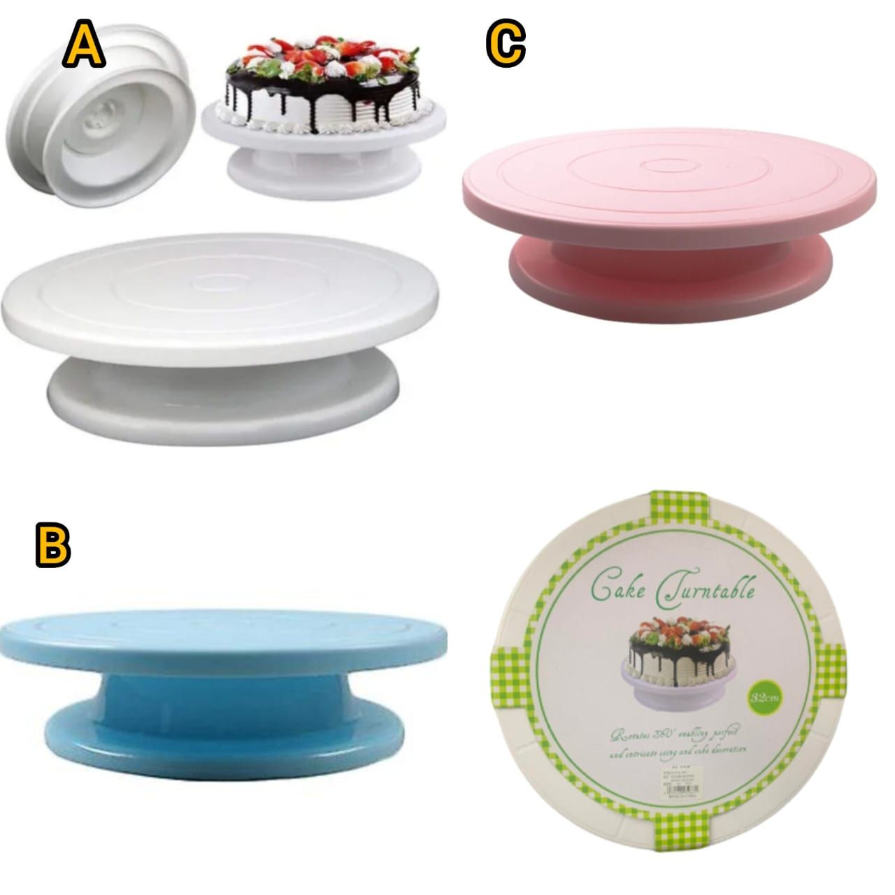 Cake Turntable – 28cm & 32cm Sizes for Smooth Cake Decorating