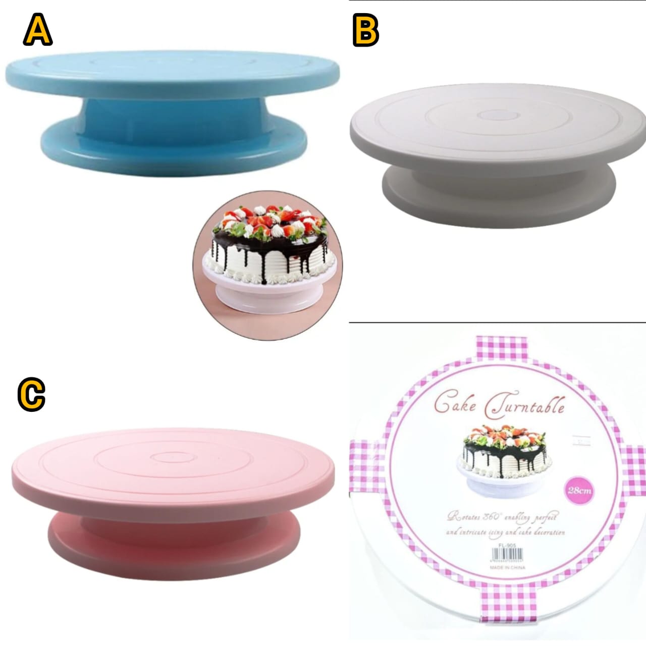 Cake Turntable – 28cm & 32cm Sizes for Smooth Cake Decorating