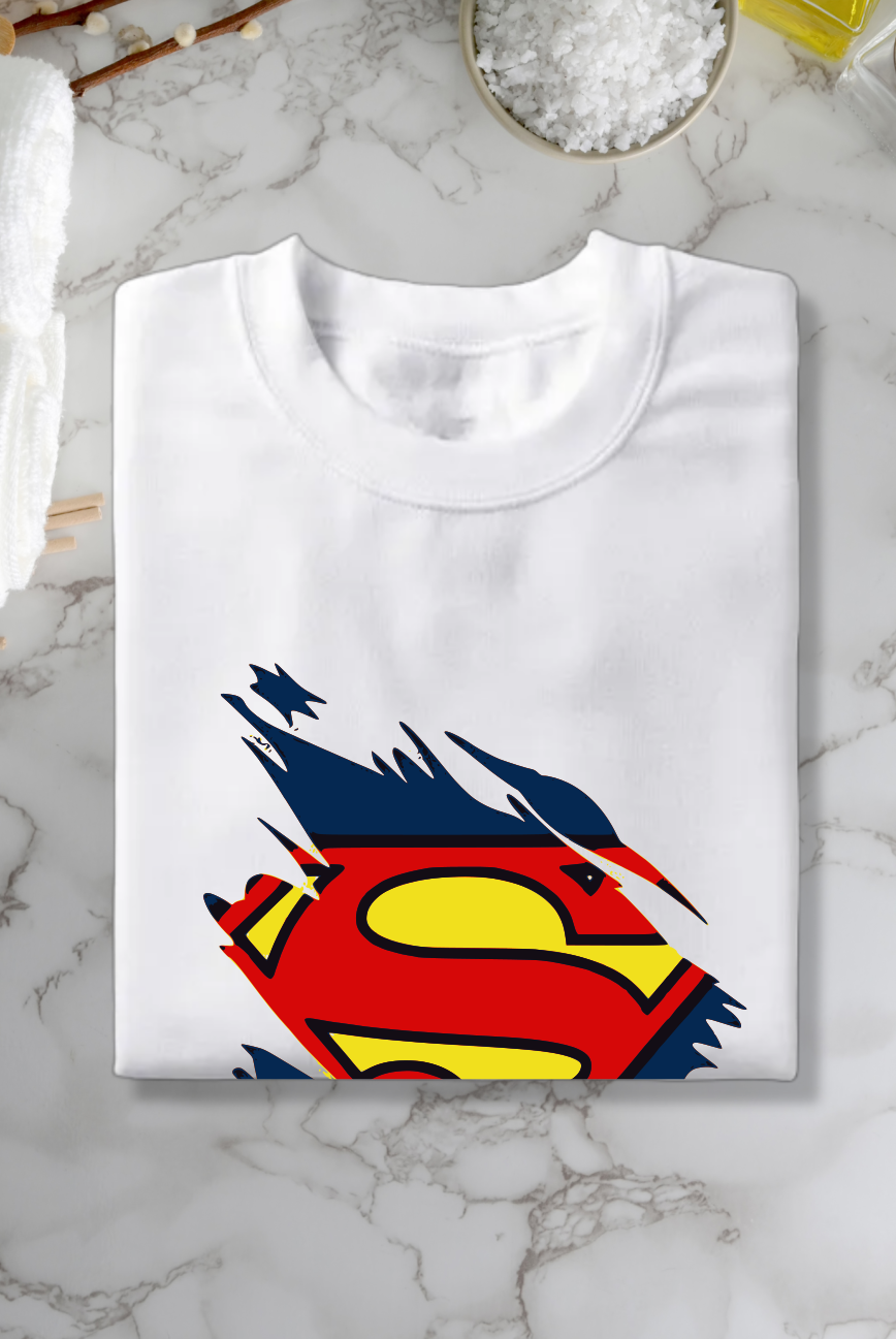 Cotton T-shirt Superman themed tshirt unisex. 100%cotton tshirts fitting heavy cotton unisex