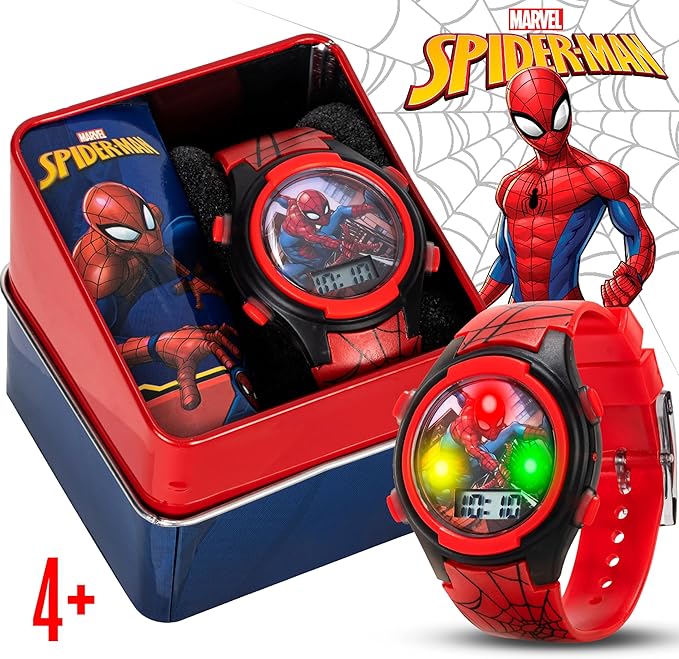 Marvel Spider-Man Kids Watches Digital Display, Interactive Features, Adjustable Strap, Vibrant Spider-Man Graphics, Durable for Active Kids