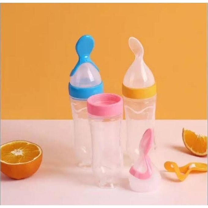90ml Soft Silicone Baby Feeding Bottle With Spoon Tip