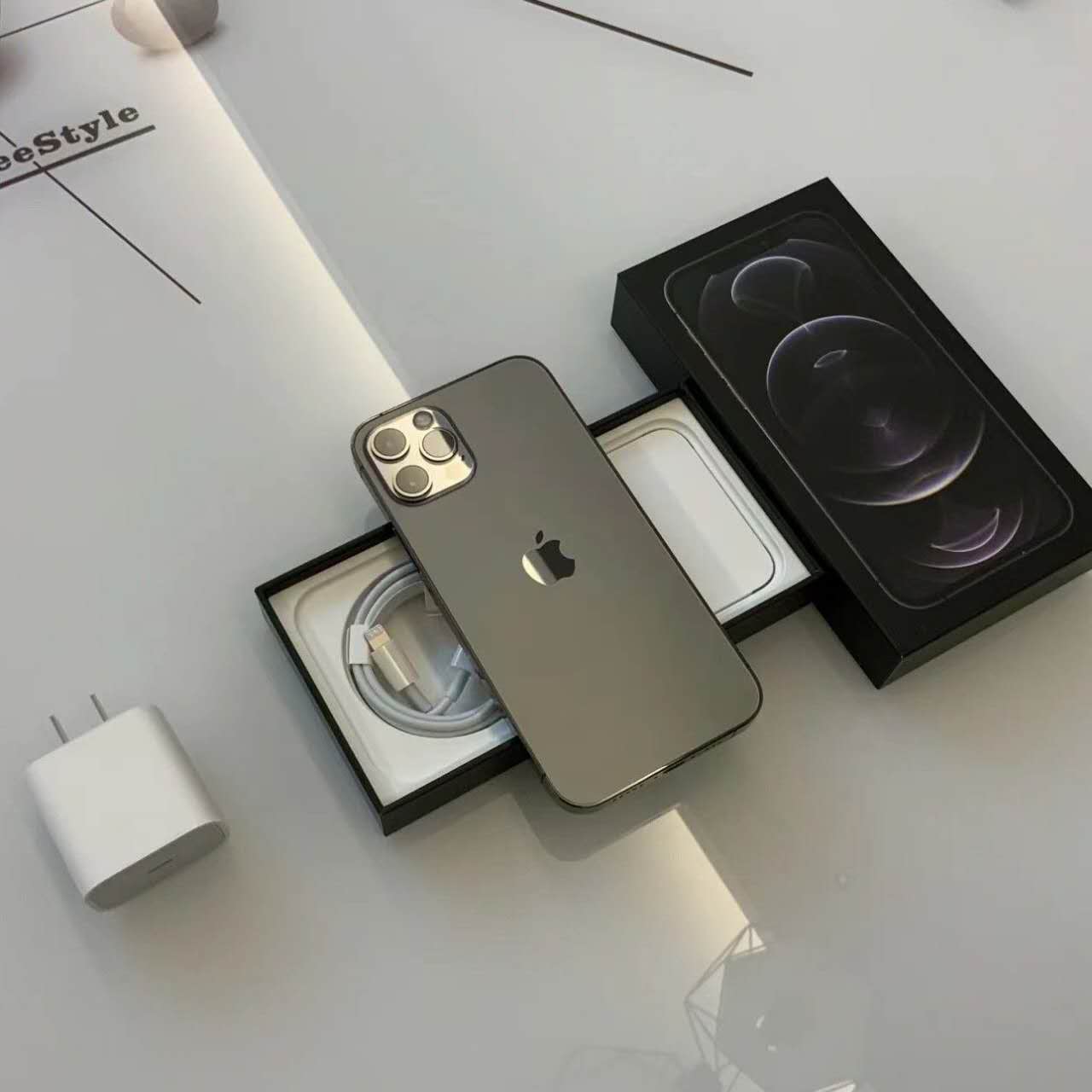 iPhone 12 Pro Max high quality Class A+ with 12 months warranty refurbished phone, original color choices with 128GB/256GB/512GB, free phone case as purchase gift available