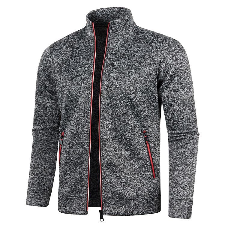 New men's long-sleeved jackets in autumn and winter are fashionable, stand-up collar, zipper, thin velvet and trendy brand jackets suitable for daily leisure and outdoor sports.