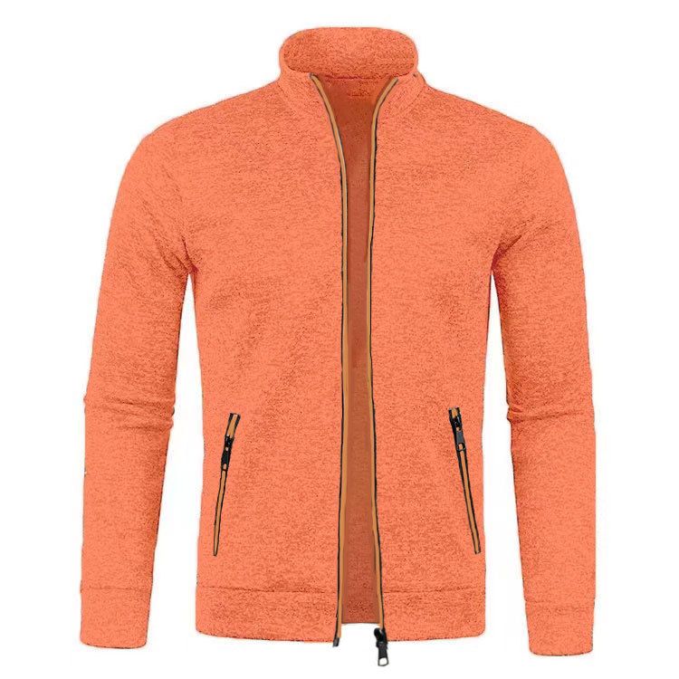 New men's long-sleeved jackets in autumn and winter are fashionable, stand-up collar, zipper, thin velvet and trendy brand jackets suitable for daily leisure and outdoor sports.