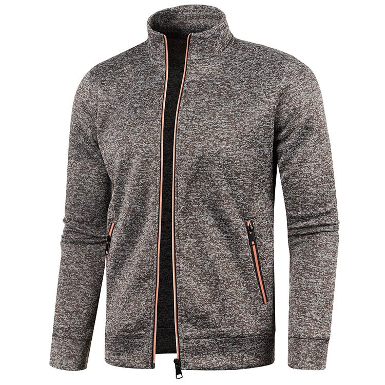 New men's long-sleeved jackets in autumn and winter are fashionable, stand-up collar, zipper, thin velvet and trendy brand jackets suitable for daily leisure and outdoor sports.