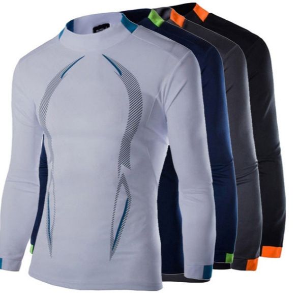 Summer new men's long-sleeved T-shirt fitness training breathable quick-drying clothes fashion T-shirt suitable for daily leisure outdoor sports wear.
