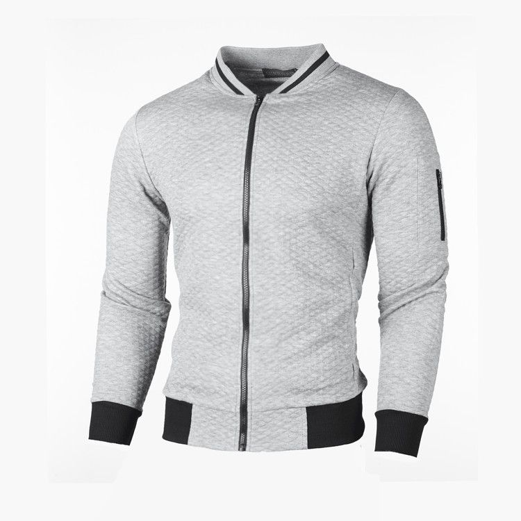 Summer new men's coat long sleeve stand collar zipper sweater coat solid color cardigan suitable for daily leisure outdoor sports commuting business wear.
