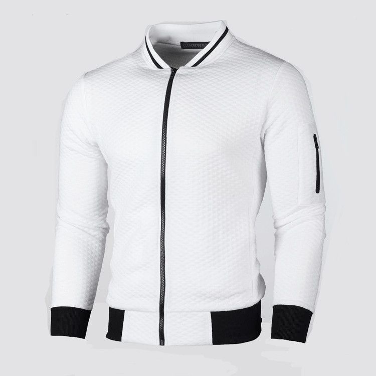 Summer new men's coat long sleeve stand collar zipper sweater coat solid color cardigan suitable for daily leisure outdoor sports commuting business wear.
