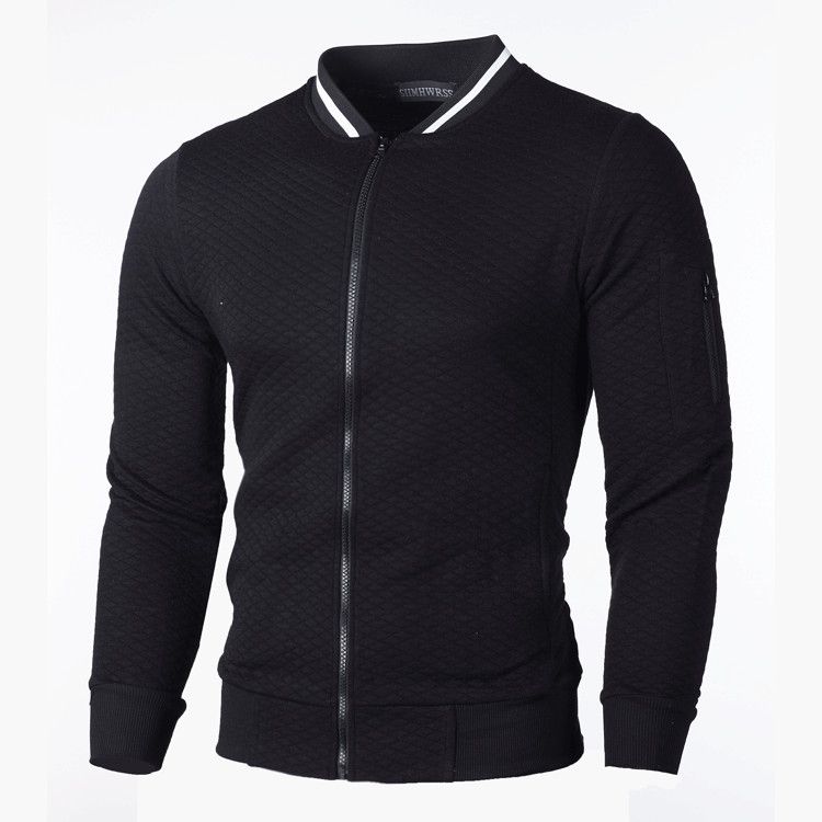 Summer new men's coat long sleeve stand collar zipper sweater coat solid color cardigan suitable for daily leisure outdoor sports commuting business wear.
