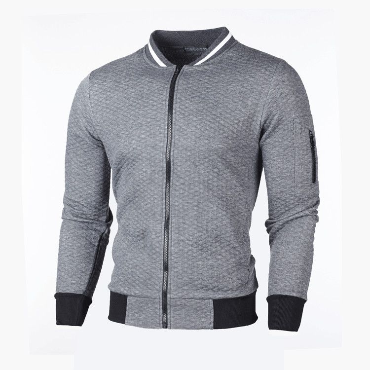 Summer new men's coat long sleeve stand collar zipper sweater coat solid color cardigan suitable for daily leisure outdoor sports commuting business wear.