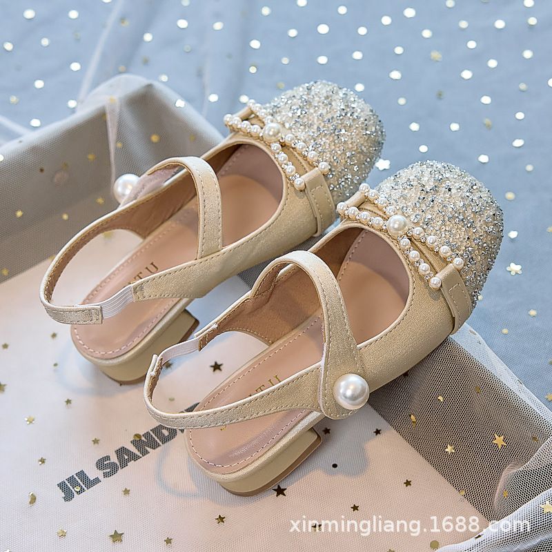 New girls' shoes, high-heeled princess shoes, children's leather shoes with dresses, little girl Mary Jane's fashion sandals are suitable for birthday parties, school Christmas parties and banquets.