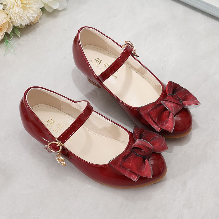 New girls' shoes Princess shoes Joker bow shoes with dress high heels shoes are suitable for daily casual birthday party, school Christmas party and banquet performance.