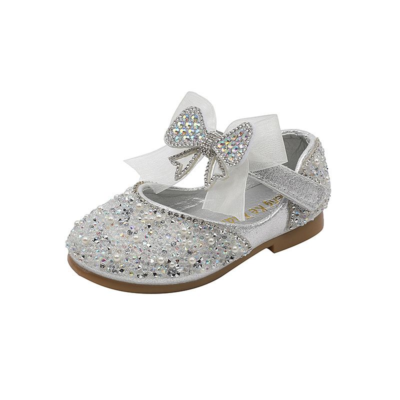 New girls' shoes Princess shoes bow sequined girls' sandals with dress shoes are suitable for daily casual birthday parties, school Christmas parties and banquets.