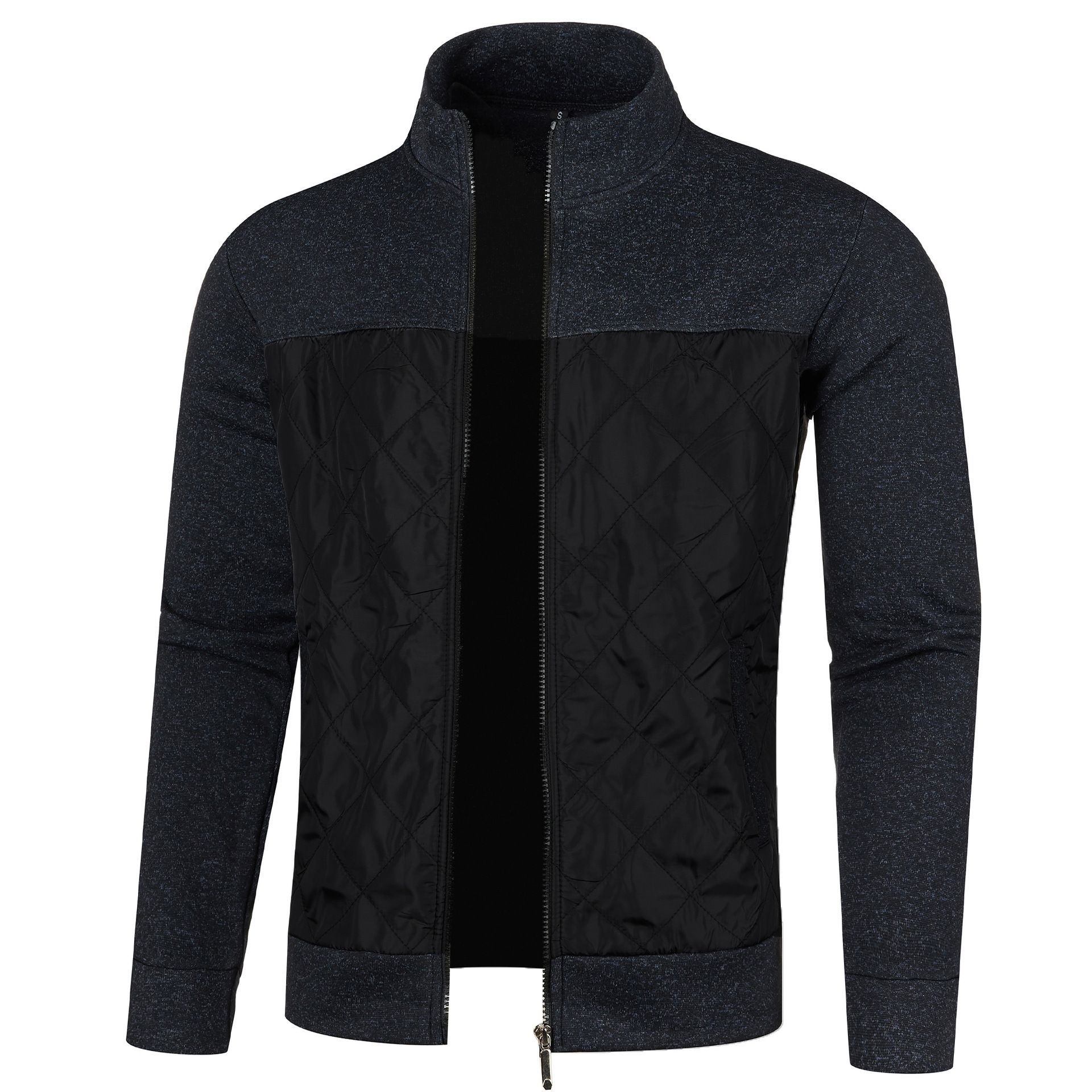 New men's long sleeve jacket solid color stand collar zipper men's cardigan jacket suitable for daily leisure office commuting outdoor sports wear.