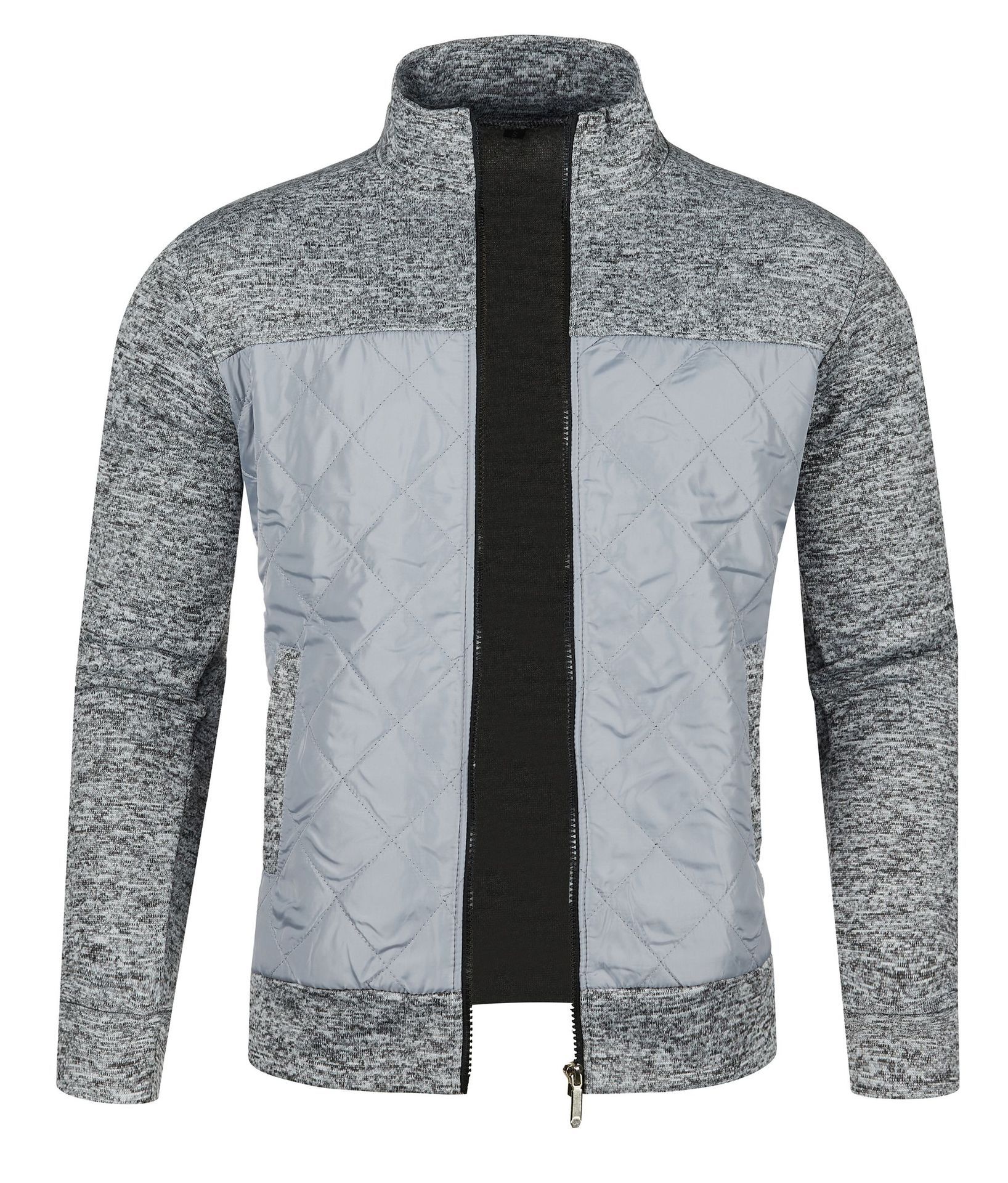 New men's long sleeve jacket solid color stand collar zipper men's cardigan jacket suitable for daily leisure office commuting outdoor sports wear.