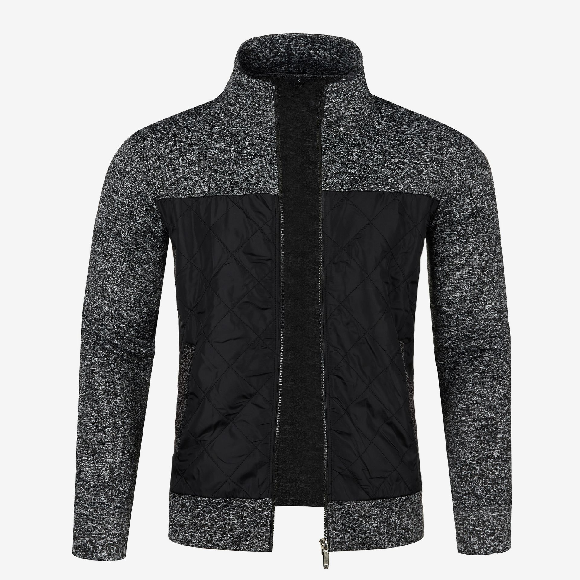 New men's long sleeve jacket solid color stand collar zipper men's cardigan jacket suitable for daily leisure office commuting outdoor sports wear.
