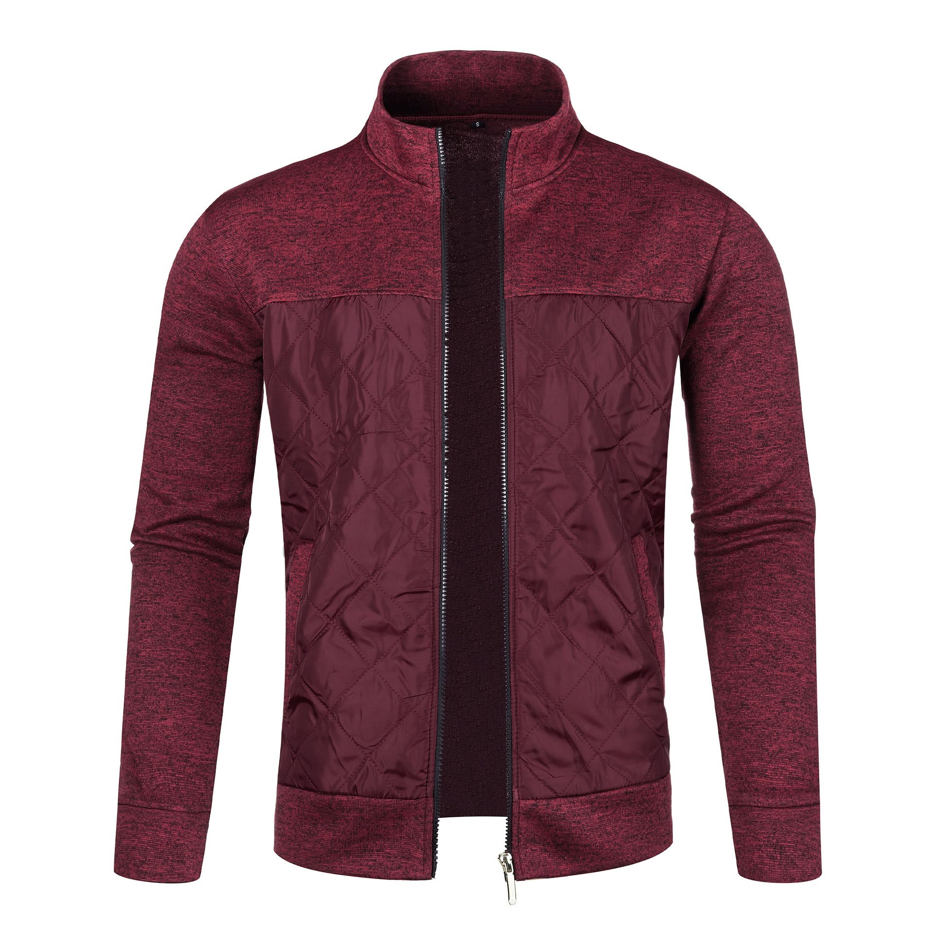New men's long sleeve jacket solid color stand collar zipper men's cardigan jacket suitable for daily leisure office commuting outdoor sports wear.
