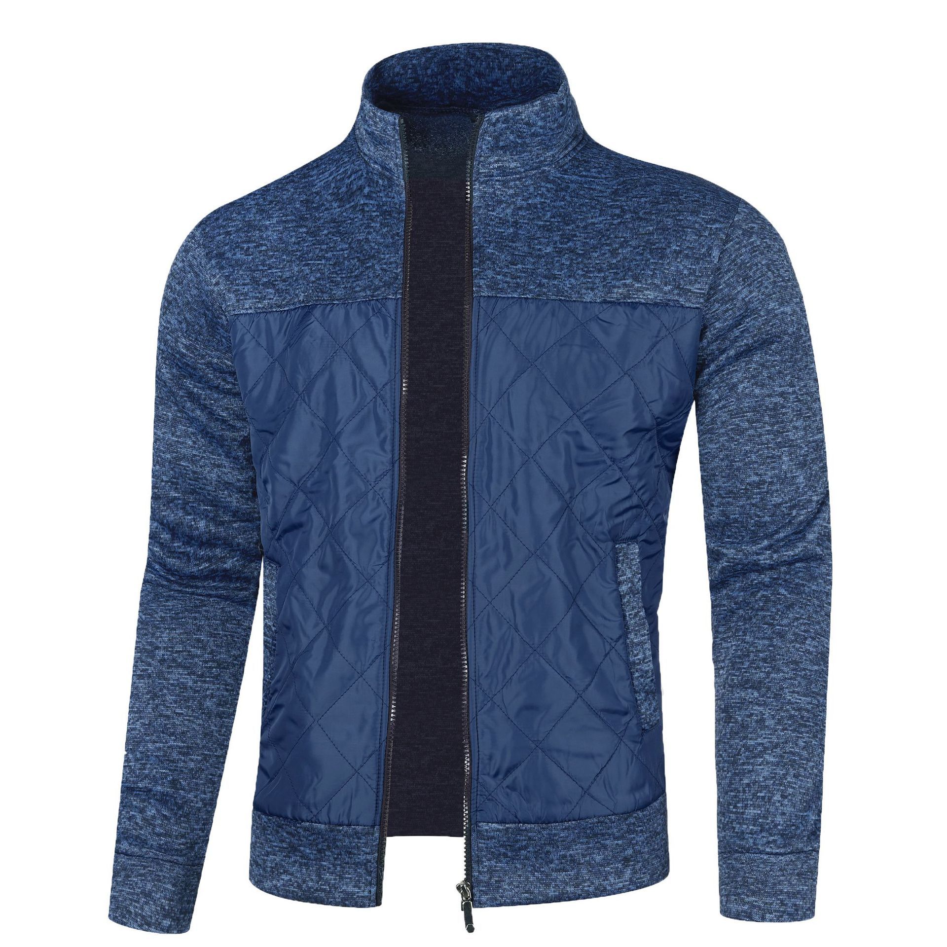 New men's long sleeve jacket solid color stand collar zipper men's cardigan jacket suitable for daily leisure office commuting outdoor sports wear.