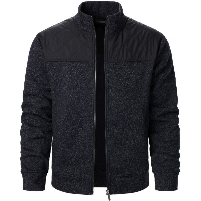 Summer new men's long-sleeved jacket splicing high-necked zipper knit cardigan jacket is suitable for daily leisure outdoor sports commuting.