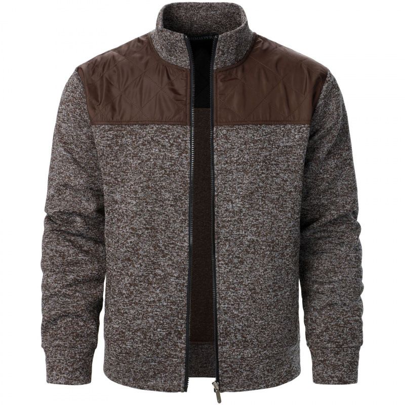 Summer new men's long-sleeved jacket splicing high-necked zipper knit cardigan jacket is suitable for daily leisure outdoor sports commuting.