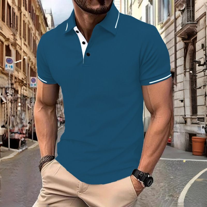 New men's short-sleeved T-shirts with lapels and buttons in summer men's polo shirts are suitable for daily leisure and commuting outdoor wear.