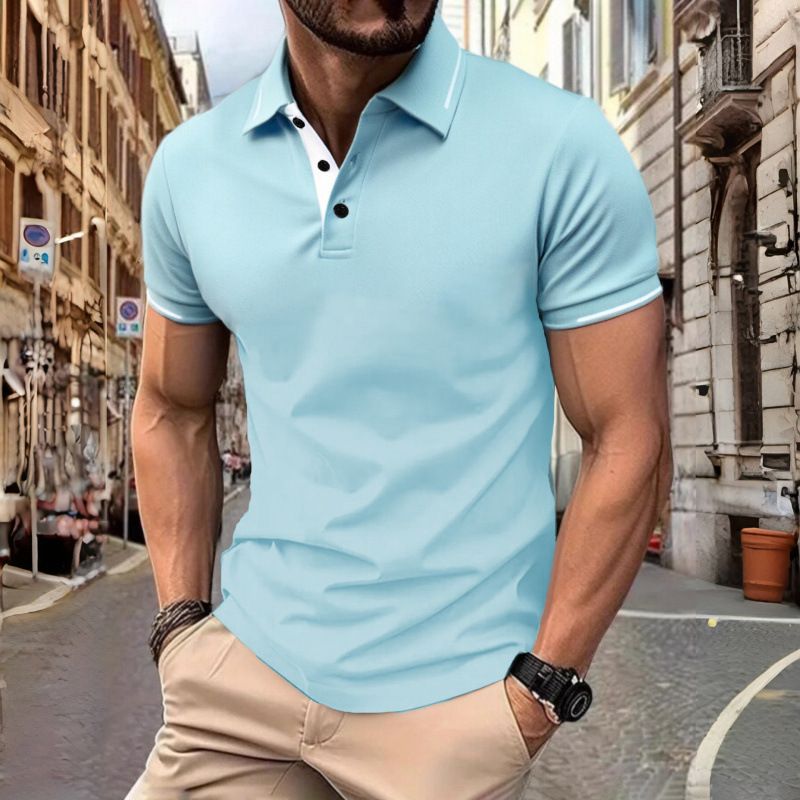 New men's short-sleeved T-shirts with lapels and buttons in summer men's polo shirts are suitable for daily leisure and commuting outdoor wear.