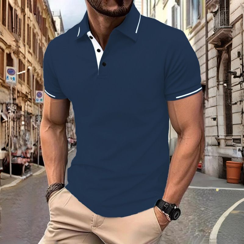 New men's short-sleeved T-shirts with lapels and buttons in summer men's polo shirts are suitable for daily leisure and commuting outdoor wear.