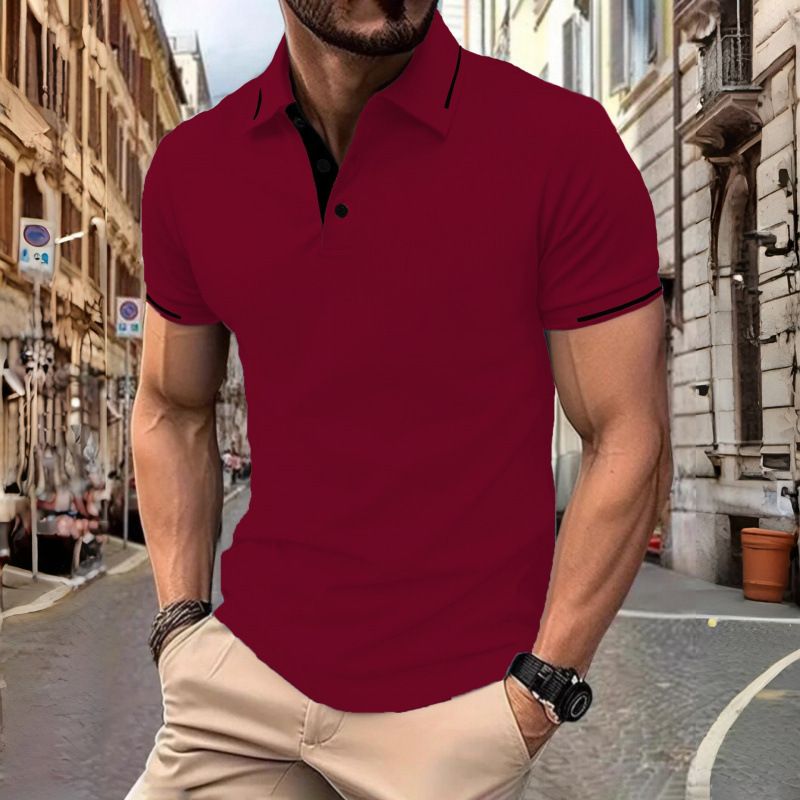 New men's short-sleeved T-shirts with lapels and buttons in summer men's polo shirts are suitable for daily leisure and commuting outdoor wear.