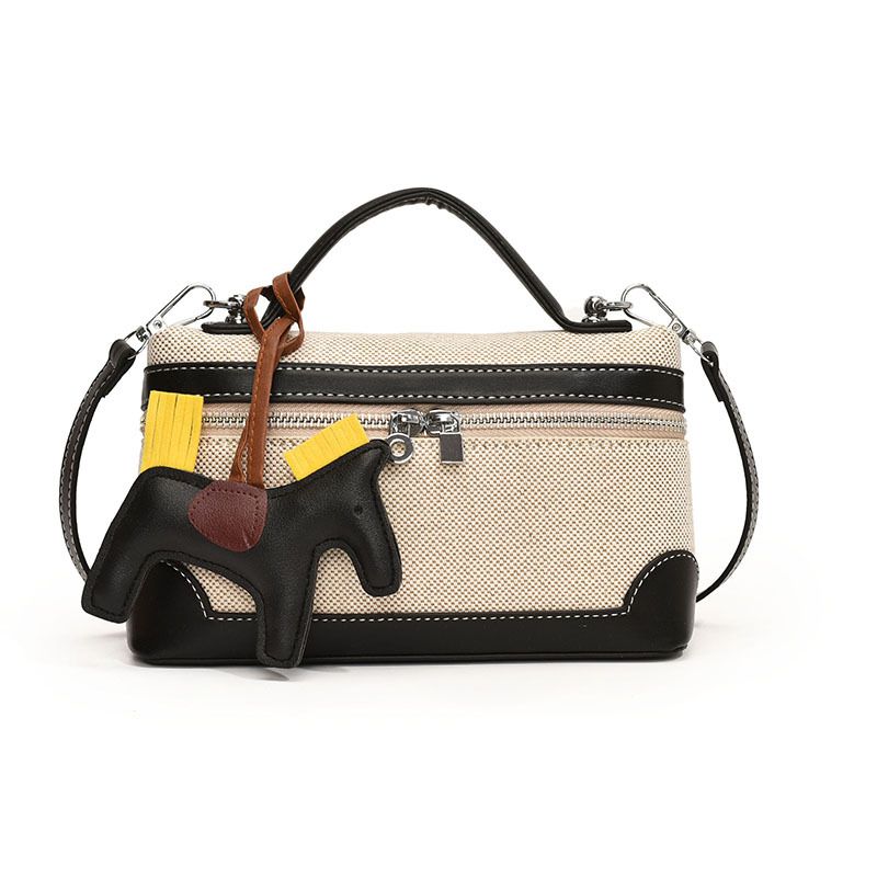 New handbag fashion canvas box bag Joker handbag slung shoulder bag is suitable for daily leisure commuting party.