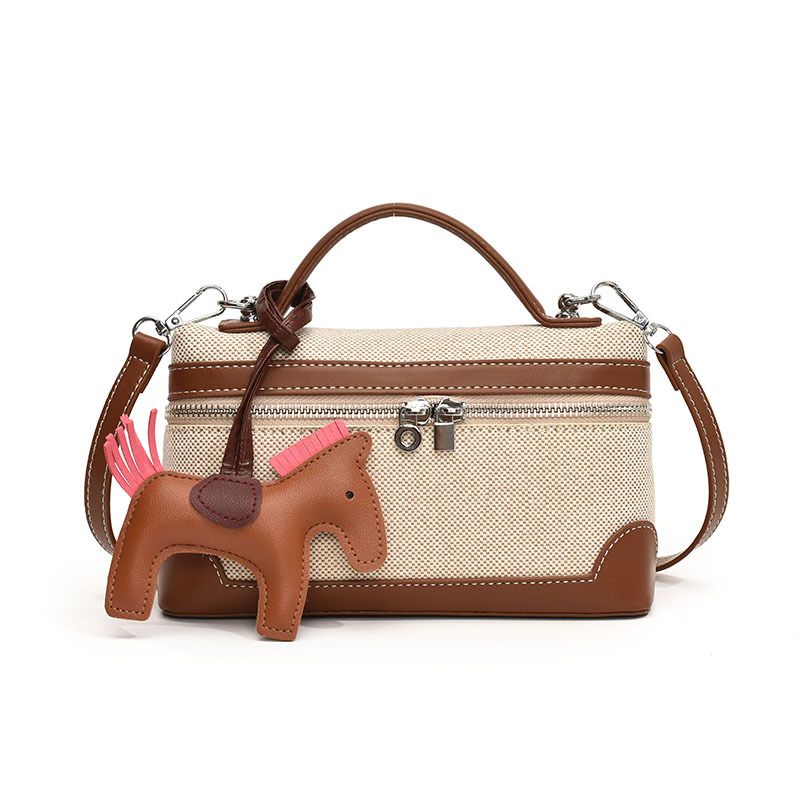 New handbag fashion canvas box bag Joker handbag slung shoulder bag is suitable for daily leisure commuting party.