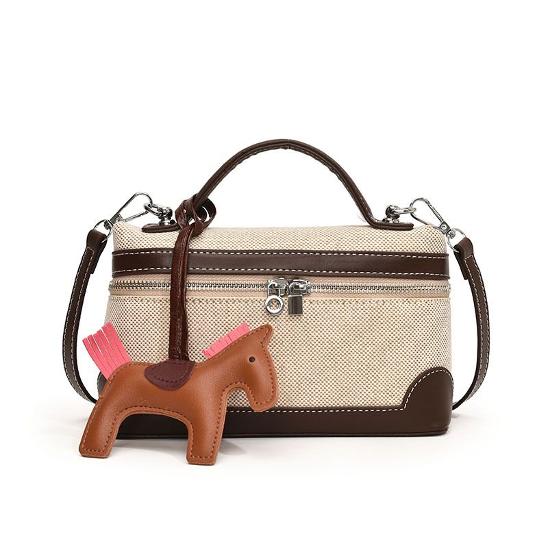 New handbag fashion canvas box bag Joker handbag slung shoulder bag is suitable for daily leisure commuting party.