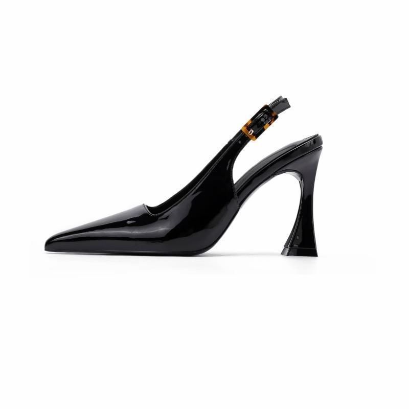 Summer new women's shoes fashion Baotou sandals patent leather Joker stiletto heels are suitable for daily leisure commuting parties.