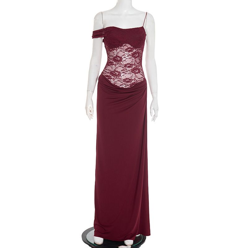 New women's dresses in summer are solid colors, sleeveless suspenders, lace and slim stitching. Long dresses are suitable for daily leisure commuting parties and dinners.