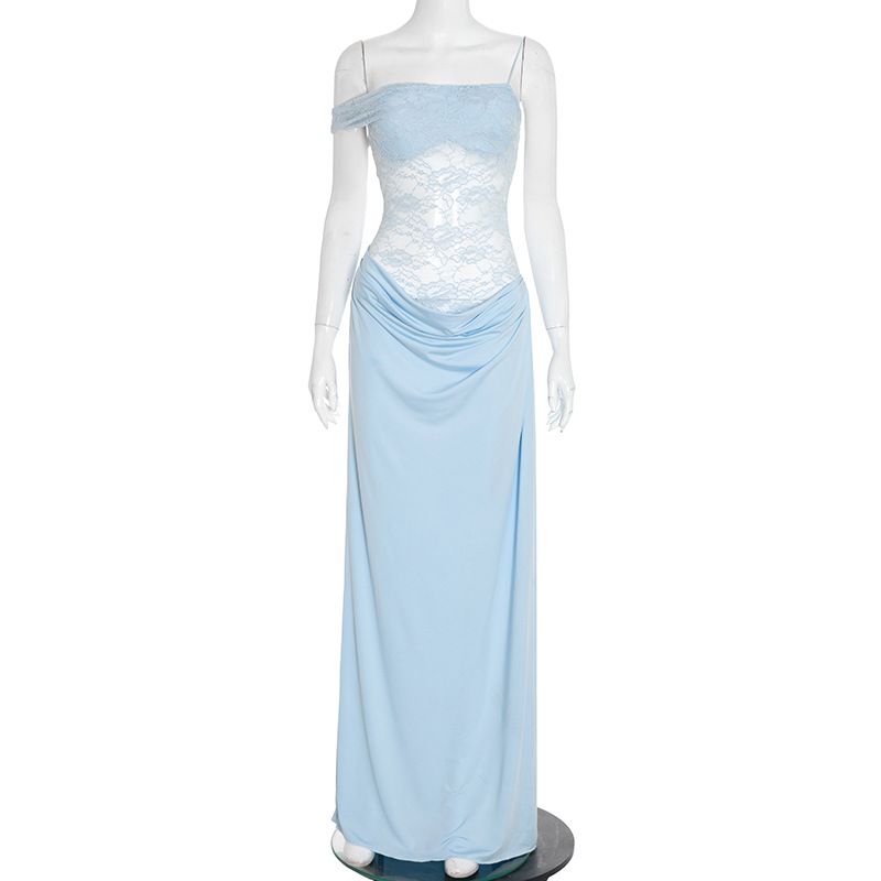 New women's dresses in summer are solid colors, sleeveless suspenders, lace and slim stitching. Long dresses are suitable for daily leisure commuting parties and dinners.