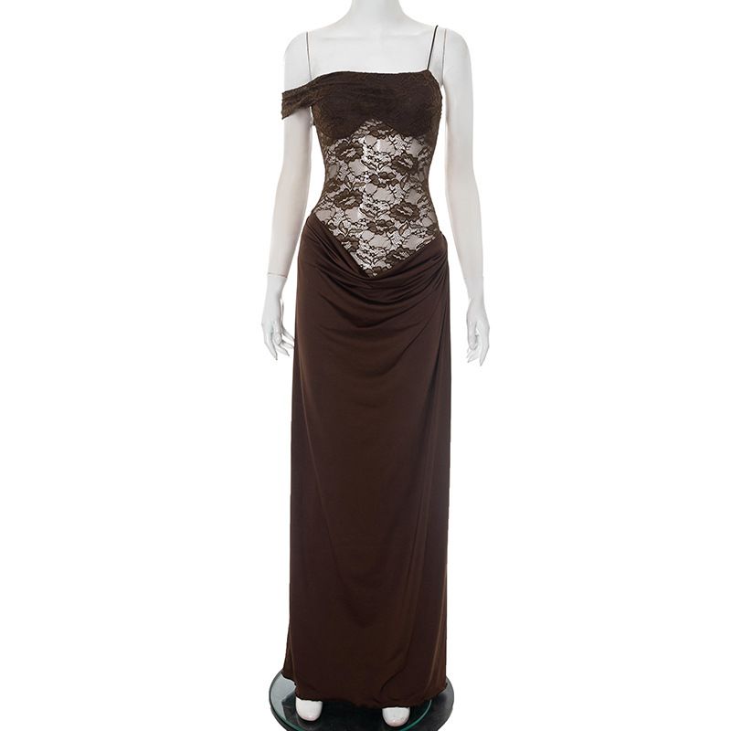 New women's dresses in summer are solid colors, sleeveless suspenders, lace and slim stitching. Long dresses are suitable for daily leisure commuting parties and dinners.
