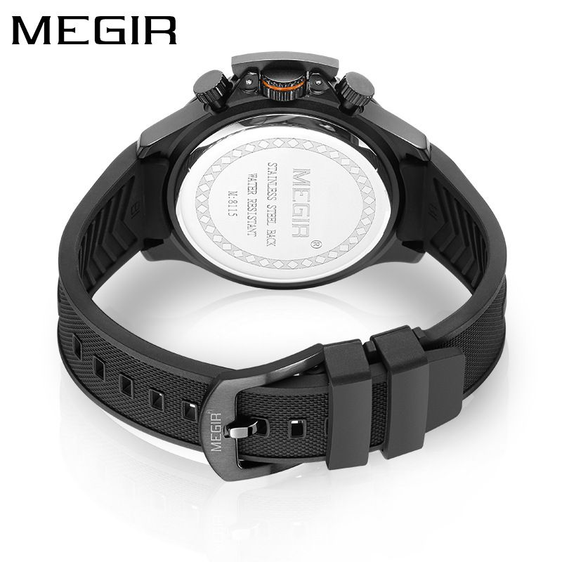 MEGIR new men's quartz watch fashion multifunctional chronograph quartz watch silicone belt men's watches suitable for leisure sports business wear.