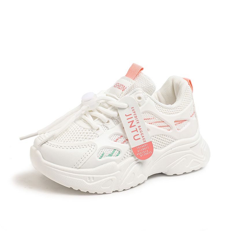 Summer new girls' sports shoes lightweight mesh breathable non-slip lace-up soft-soled children's old shoes running shoes are suitable for daily leisure sports outdoor running training.