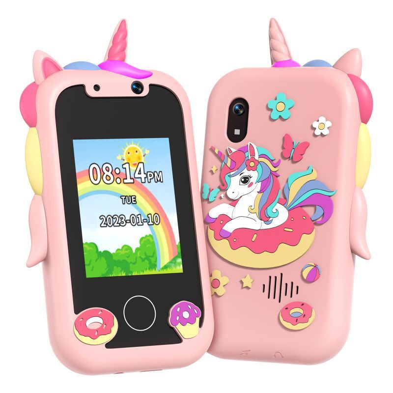 New children's mobile phone dual camera touch screen unicorn cartoon puzzle early education machine sports camera smart toy mobile phone