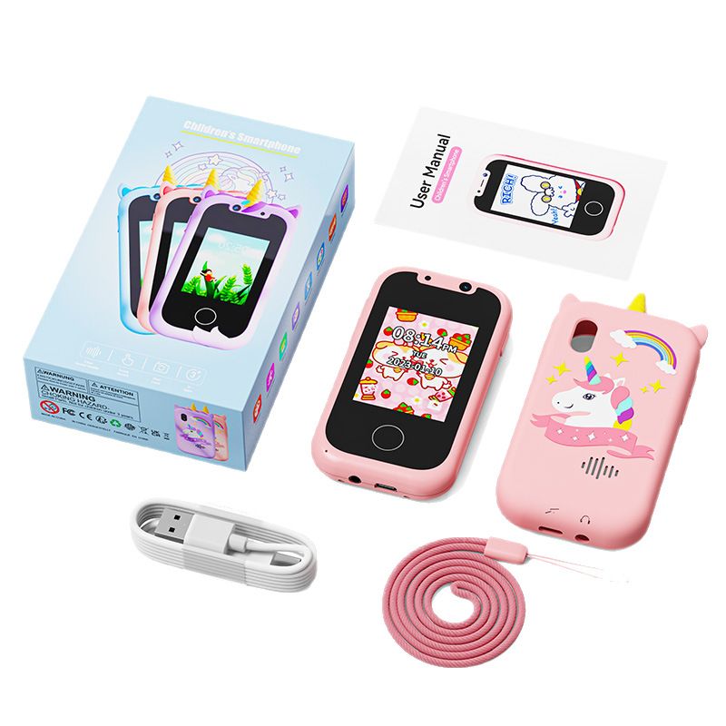 New children's mobile phone dual camera touch screen unicorn cartoon puzzle early education machine sports camera smart toy mobile phone