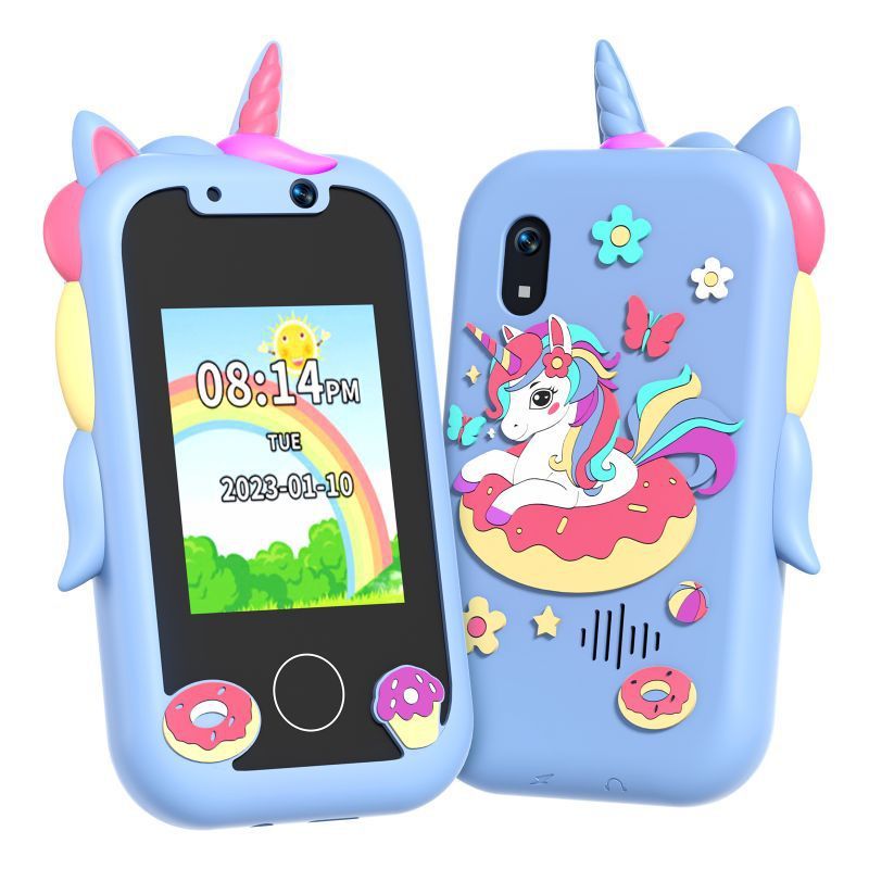New children's mobile phone dual camera touch screen unicorn cartoon puzzle early education machine sports camera smart toy mobile phone