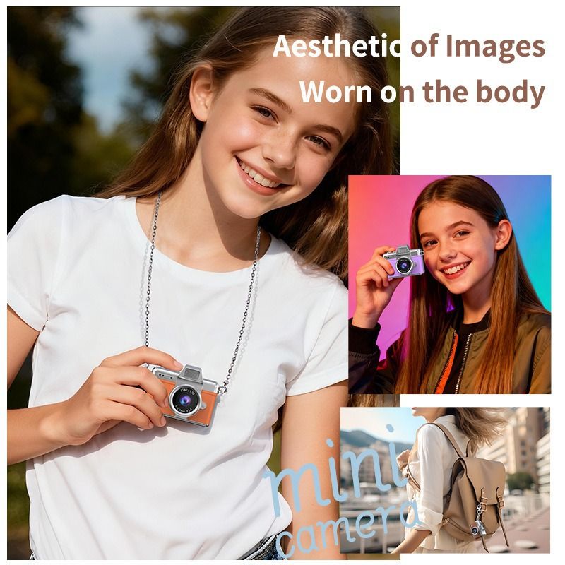 New mini camera flip thumb camera retro mini student digital HD portable small camera children's toy camera holiday gift