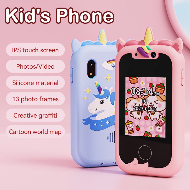 New children's mobile phone dual camera touch screen unicorn cartoon puzzle early education machine sports camera smart toy mobile phone