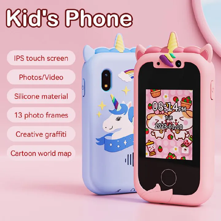 New children's mobile phone dual camera touch screen unicorn cartoon puzzle early education machine sports camera smart toy mobile phone