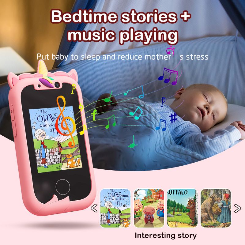 New children's mobile phone dual camera touch screen unicorn cartoon puzzle early education machine sports camera smart toy mobile phone