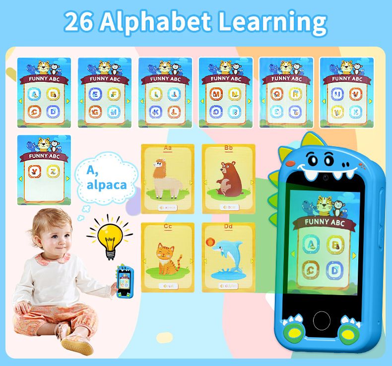 New children's mobile phone dual-camera touch screen small dinosaur educational early education machine mobile phone camera children's toys birthday holiday gifts.