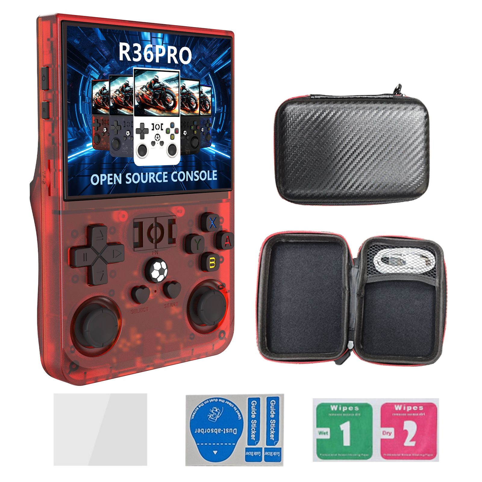 R36PRO open source handheld game machine portable retro GBA arcade PSP double rocker handheld touch screen (send 64G memory card)